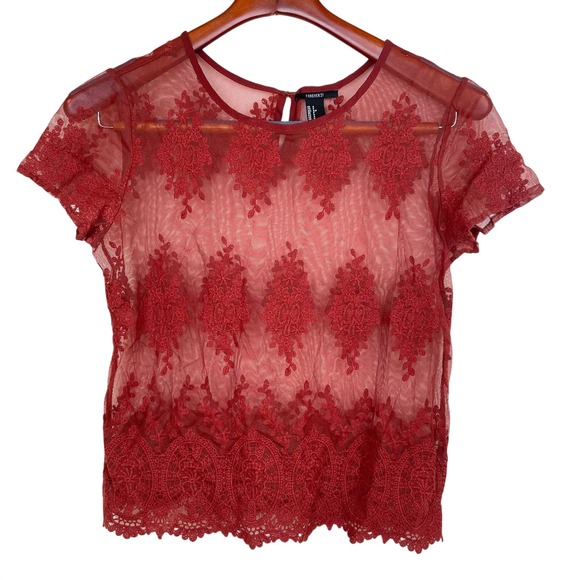 Forever 21 Tops - Womens‎ Top Sz S Sheer Lace Dark Fairy Whimsigoth Mesh Delicate Witchy Layering